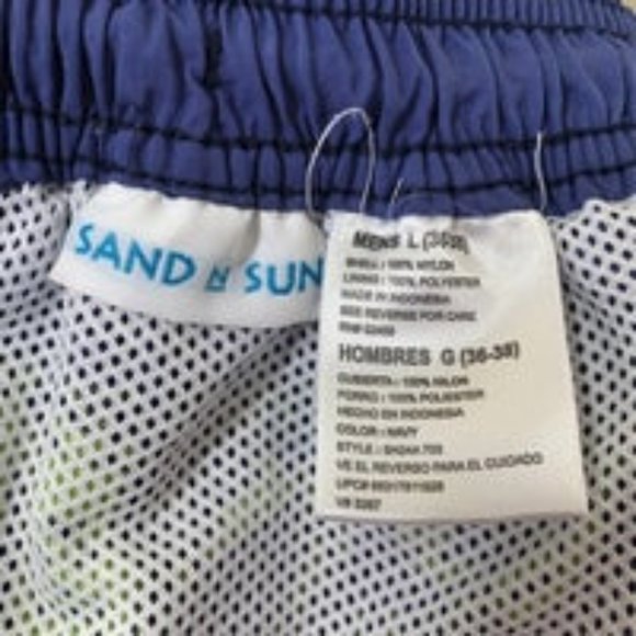 Sand & Sun Men's Shorts Blue Green L Swim Trunks - Picture 8 of 8